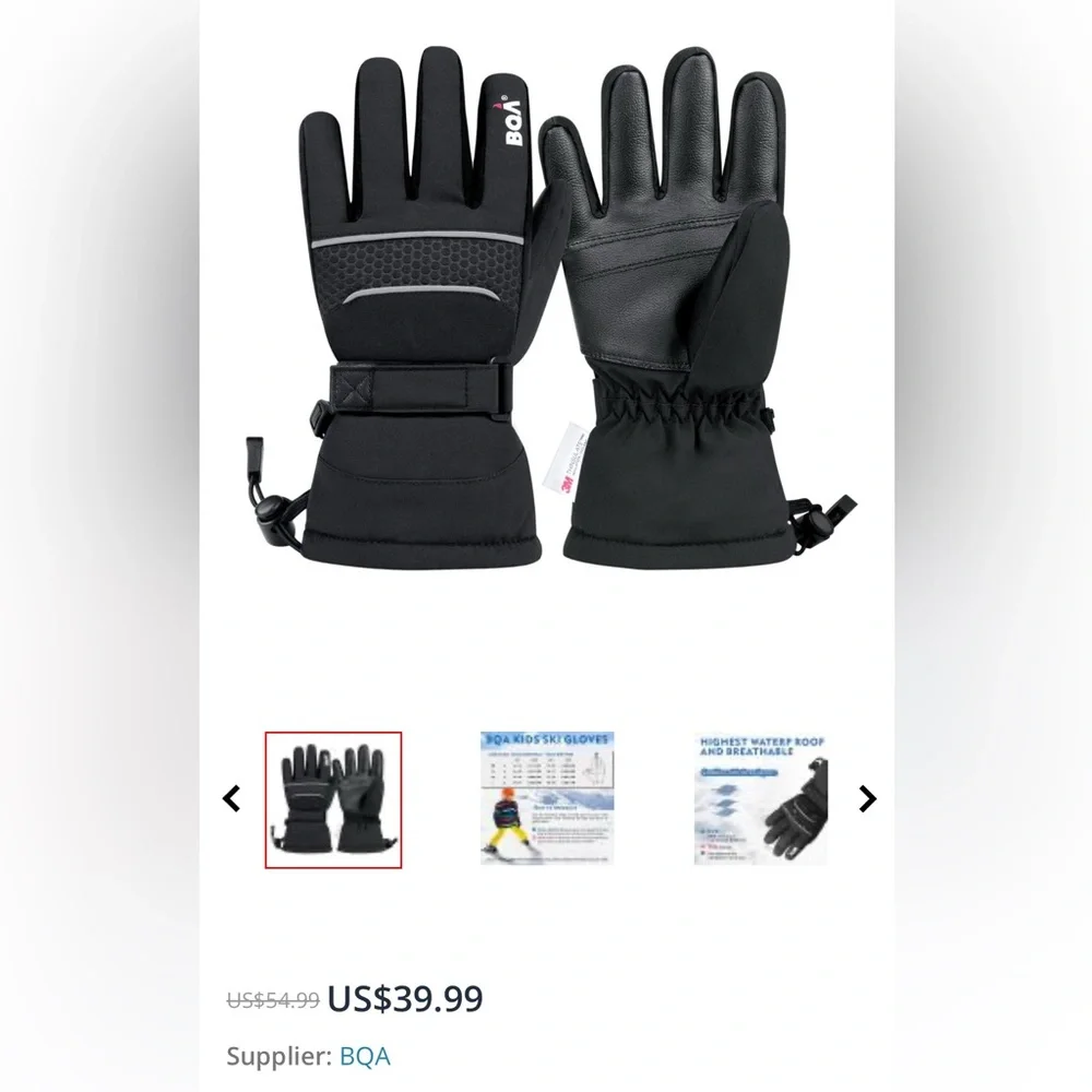 Waterproof Winter Cold Weather Ski Gloves for Boys & Girls 3M Thinsulate Warm